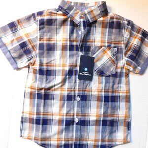 Ben Sherman Plaid Short Sleeve Button Down Shirt Boys Size 5 NEW